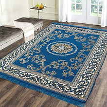 Load image into Gallery viewer, Rinki Home Furnishing 5D Designer Superfine Exclusive Velvet Carpet | Rug | Living Room | Bedroom | Hall | School | Temple | Bedside Runner | 60" inch x 84" inch | 5 Feet x 7 Feet (Blue) - Home Decor Lo