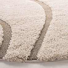 Load image into Gallery viewer, Rufruf Geometric Wave Shaggy Carpet for Living Room, Bedroom, High Low Design Finish Microfiber 1.5 Inch Pile High, 8x10 Feet Ivory|Beige Color - Home Decor Lo