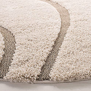 Rufruf Geometric Wave Shaggy Carpet for Living Room, Bedroom, High Low Design Finish Microfiber 1.5 Inch Pile High, 8x10 Feet Ivory|Beige Color - Home Decor Lo