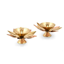 Load image into Gallery viewer, Collectible India Set of 8 Brass Small Lotus Shape Kamal Diya Oil Lamp for Home Temple Puja Articles Decor Gifts (8 Pcs) - Home Decor Lo