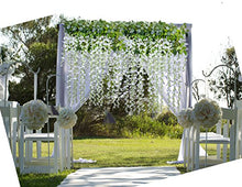 Load image into Gallery viewer, Artiflr 8pcs Artificial Fake Wisteria Vine Garland-GreenDec 3.6Ft/Piece Silk Wisteria Vine Ratta Hanging Flower for Home Garden Decor,(White) - Home Decor Lo