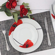 Load image into Gallery viewer, AmazonBasics 18-Piece Kitchen Porcelain Dinnerware Set, Dishes, Bowls, Service for 6, Poppy - Home Decor Lo