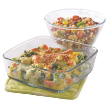 Load image into Gallery viewer, Borosil Glass Mixing Bowl and Square Dish with Lid Set, 2-Pieces, Transparent - Home Decor Lo