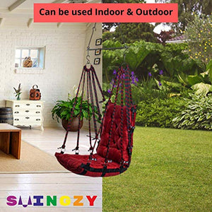 Tichkule Make in India, Soft Leather Velvet Hanging Swing Chair, Jhula for Adults, Swing for Indoor/Outdoor, Home, Balcony & Garden, 200 Kgs Weight Capacity (Red, Free Hanging Accessories) - Home Decor Lo