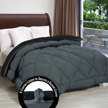 Load image into Gallery viewer, Microfiber Reversible AC Comforter for Double Bed: Black & Grey - Home Decor Lo
