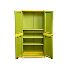 Load image into Gallery viewer, Cello Novelty Big Cupboard with 3 Shelves (Green and Yellow) - Home Decor Lo