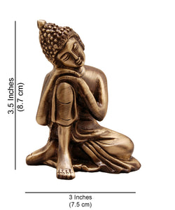 Two Moustaches Brass Buddha Resting Showpiece - Home Decor Lo