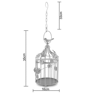 Homesake White Bird Cage with Floral Vine Small Single, with Hanging Chain - Home Decor Lo