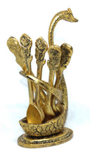 Load image into Gallery viewer, Articia Metal Swan Dessert Spoon Holder Duck Shaped Stand Decorative Dinning Table Item Showpiece (8X5X17 cm, Gold) - Home Decor Lo
