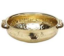 Load image into Gallery viewer, A.H Royal Decorative Brass Embosed Flower Design Urli for Flowers and Candles Floating Bowl Home Decor Center Showpiece for Diwali, House (Size -12x12 inch Diameter) - Home Decor Lo