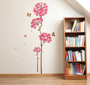Decals Design 5700050 StickersKart Wall Stickers Flowers Pink Dandelion Large Size Vinyl Wall Decal for Home Wall Covering Area: 95cm x 160cm(Multicolor) - Home Decor Lo