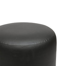 Load image into Gallery viewer, Britto Upholstered Round Faux Leatherette Pouffe: Black-Home Decor Lo