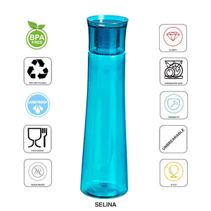 Steelo Selina Plastic Water Bottle, 1 Litre, Set of 4, Multicolour - Home Decor Lo