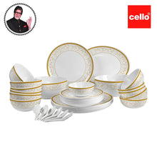 Load image into Gallery viewer, Cello Royal Amber Gold Opalware Dinner Set, 33 Pieces - Home Decor Lo
