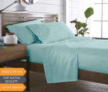 Load image into Gallery viewer, Blue Dahlia Swiss Dot Sateen Solid 300TC Cotton Deluxe Sheet Set with Pillow Cases (King, Pale Turquoise) - Home Decor Lo
