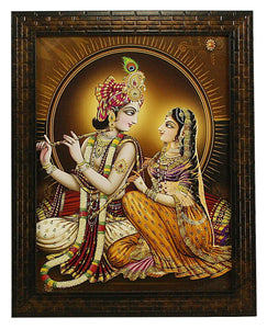 Indianara Radha Krishna Rectangular Synthetic Wood Art Painting (35 cm x 28 cm x 3 cm, Set of 3) - Home Decor Lo