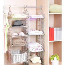 Load image into Gallery viewer, 5 Layer Folding Clothes Storage Hanging Wardrobe Shelves - Home Decor Lo
