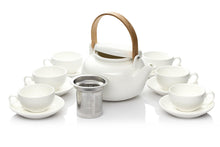 Load image into Gallery viewer, Te.Cha 1000ml Microwave Safe Teapot with Bamboo Handle (White_Set of 6) - Home Decor Lo