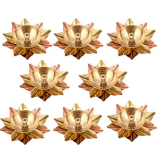 Load image into Gallery viewer, Collectible India Set of 8 Brass Small Lotus Shape Kamal Diya Oil Lamp for Home Temple Puja Articles Decor Gifts (8 Pcs) - Home Decor Lo
