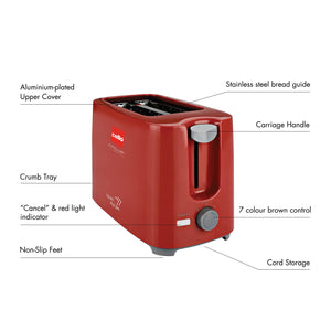 Cello Quick CLO_QUICKPOP_300_RED_2 Slice 700-Watt 2 Slice Pop-up Toaster (Red) - Home Decor Lo