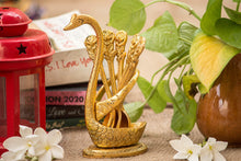 Load image into Gallery viewer, Articia Metal Swan Dessert Spoon Holder Duck Shaped Stand Decorative Dinning Table Item Showpiece (8X5X17 cm, Gold) - Home Decor Lo