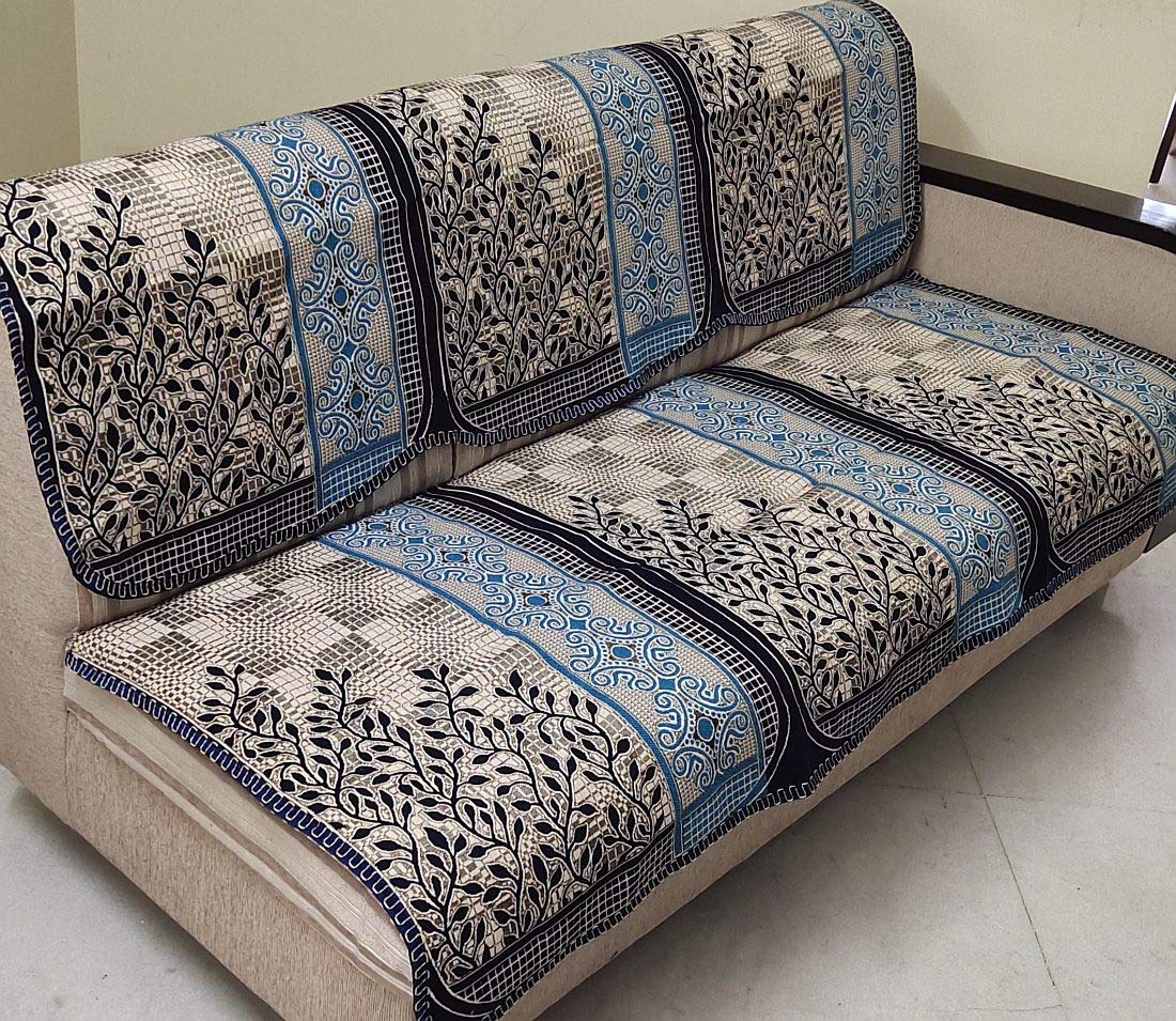 Griiham Contemporary Leaves Design Sofa Cover for 5 Seater Sofa Home Decor Lo