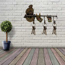 Load image into Gallery viewer, Shri Krishna 3 Hook Key Holder With Flute, Wall Hanging Key Stand for Home Decor