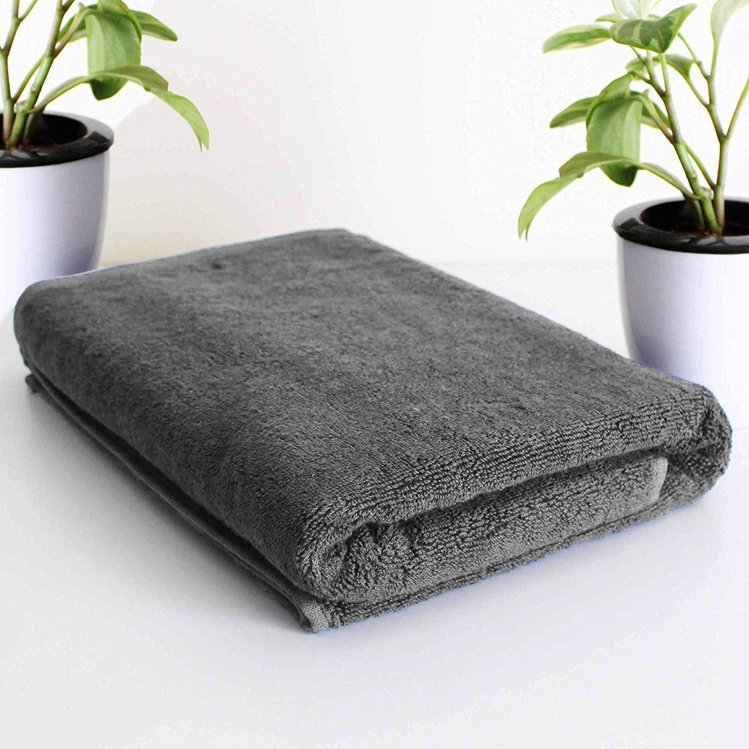 CHATEAU HOME COLLECTION Set of 4 Granite Grey, 100% Combed Cotton Bath  Towel Sets, Highly Absorbent Towels for Bathroom, Extra Large 54 x 28,  Extra