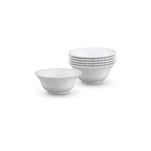 Larah by BOROSIL - HTTCECOM6VB01LOGFL 4.5 inch Veg Bowl - Set of 6 - White - Home Decor Lo