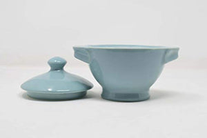The Himalayan Goods Company Natural Stoneware Ceramic Pot or Casserole or Donga or Handi with Handles 300 ml (Sea Green) - Home Decor Lo