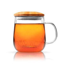 Load image into Gallery viewer, Te.Cha Tea Infuser Cup - 410ML - Glass Tea Cup/Pot with Lid and Unique Glass &amp; Stainless Steel Infuser Basket - Perfect Tea Mug for Office and Home Uses for Loose Leaf Tea Steeping (Clear) - Home Decor Lo