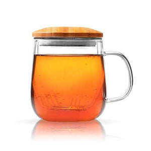 Te.Cha Tea Infuser Cup - 410ML - Glass Tea Cup/Pot with Lid and Unique Glass & Stainless Steel Infuser Basket - Perfect Tea Mug for Office and Home Uses for Loose Leaf Tea Steeping (Clear) - Home Decor Lo