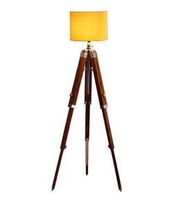 BEVERLY STUDIO Wood Tripod Floor Lamp, Yellow - Home Decor Lo