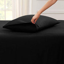 Load image into Gallery viewer, YRM Bedding&#39;s 500TC Egyptian Cotton Extra Soft Material Bedsheets Single Bed Flat Sheet with Pillow Covers, (17x27 | Black) - Home Decor Lo