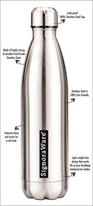 Signoraware Aace Single Walled Stainless Steel Fridge Water Bottle, 1 Litre, Cola Silver - Home Decor Lo