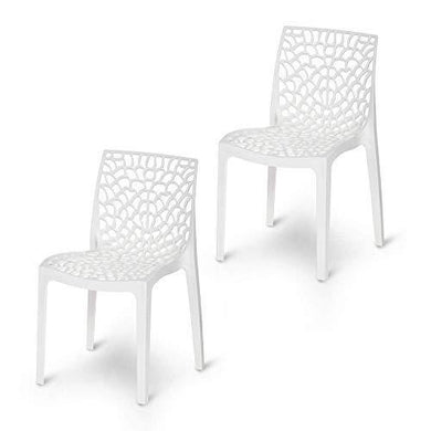 Supreme Web Plastic Chairs for Home, Outdoor & Garden (Set of 2, Milky White) - Home Decor Lo