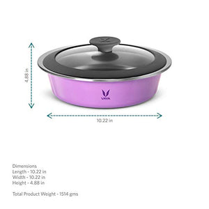 Vaya HauteCase with Glass Lid 1100 ml - Vacuum Insulated Stainless Steel Serving Casserole Glass lid, Thermosteel Hot Box, Hot Pack, 1.1 Litre, Color : Iris Purple - Home Decor Lo