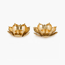 Load image into Gallery viewer, Home Centre Redolence Neptune Lotus Light Holder Set- 2 Pcs. - Gold - Home Decor Lo