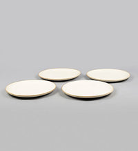 Load image into Gallery viewer, Miah Decor MD-76 Handcrafted White Matte Finish Ribbed 7&quot; Quarter Plate- Set of 4 - Home Decor Lo