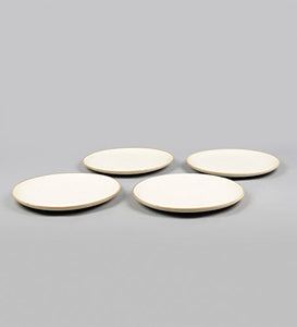 Miah Decor MD-76 Handcrafted White Matte Finish Ribbed 7" Quarter Plate- Set of 4 - Home Decor Lo