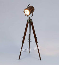 Load image into Gallery viewer, Exotic Art Wood Tripod Floor Lamp, Copper - Home Decor Lo