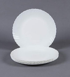 SkyKey Opalware Snow White Dinner Plate Set of 12 , 10.6 in,White - Home Decor Lo