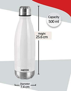 Milton Duo DLX 1000 Thermosteel 24 Hours Hot and Cold Water Bottle, 1 Litre, White - Home Decor Lo