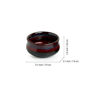 ExclusiveLane 'Blushing Lava' Pickle Serving Ceramic Small Katori Chutney Bowls (80 ML, Small, Set of 2) - Home Decor Lo