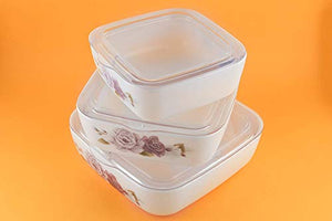 Mangukiya tac fab Ceramic Squer Shape Bowl Set of 3 | Microwave & Dishwasher Safe for Serving on Dinning, Kitchen Decoration, Curry, Pasta, Salad, Cereal, Soup, Chutney, Pickle/Achar (250 ml, 400 ml, 550 ml ) (Set of 3) - Home Decor Lo