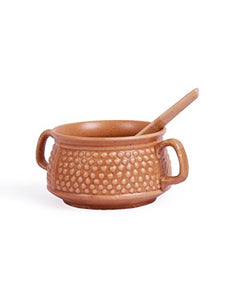 VarEesha Ceramic Brown Microwave Safe Soup Bowls with Spoons Set - Home Decor Lo