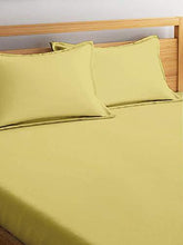 Load image into Gallery viewer, Cloth Fusion Breeza Solid 144 TC Cotton Single Bedsheet with 1 Pillow Cover- (Lime Green, 60x88 Inches) - Home Decor Lo