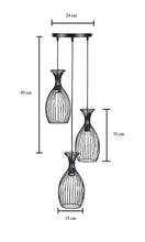 Load image into Gallery viewer, BrightLyts 3-Light Chandelier_Industrial Black Metal Finish Cage Shade Hanging Pendant Ceiling Lamp Fixture (Cage) - Home Decor Lo