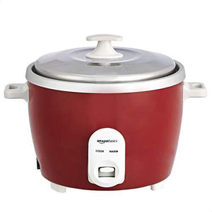 AmazonBasics Electric Rice Cooker 1 L (500 W) with Aluminum Pan, Measuring Cup and Scoop - Maroon - Home Decor Lo