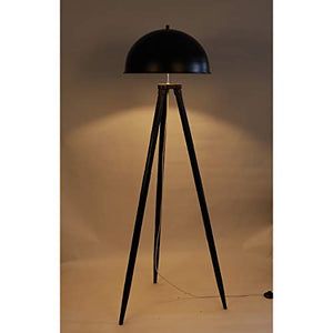 Craftter Black Color 18 inch Dia Metal Shade and Dark Wooden Tripod Floor Lamp Decorative Night Standing Lamp - Home Decor Lo